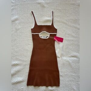 Beginning Boutique Clarity Brown Knit Mini Dress